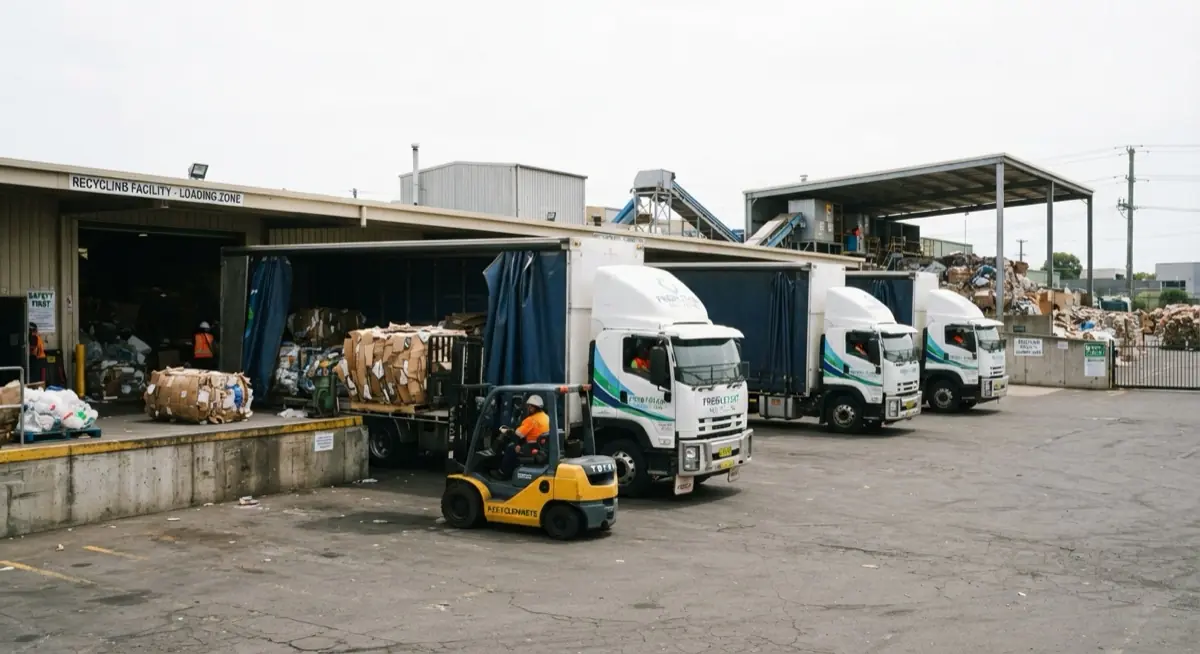 Tautlinery při nakládce v recyklačním areálu